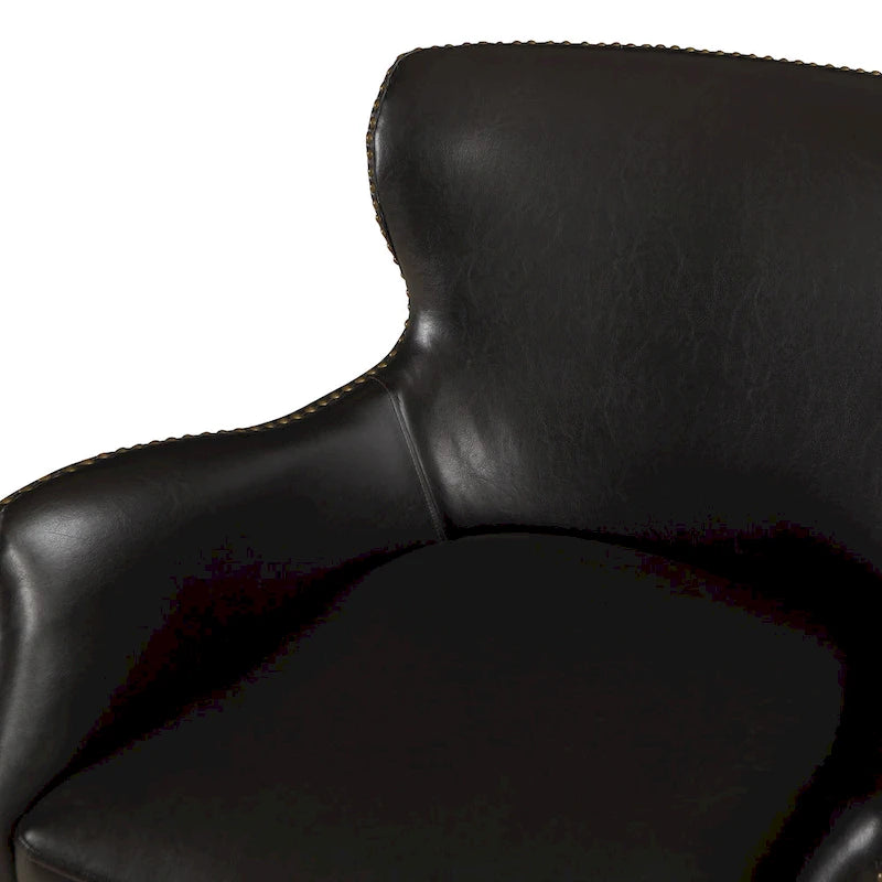 Dark brown high-legged armchair with wing back