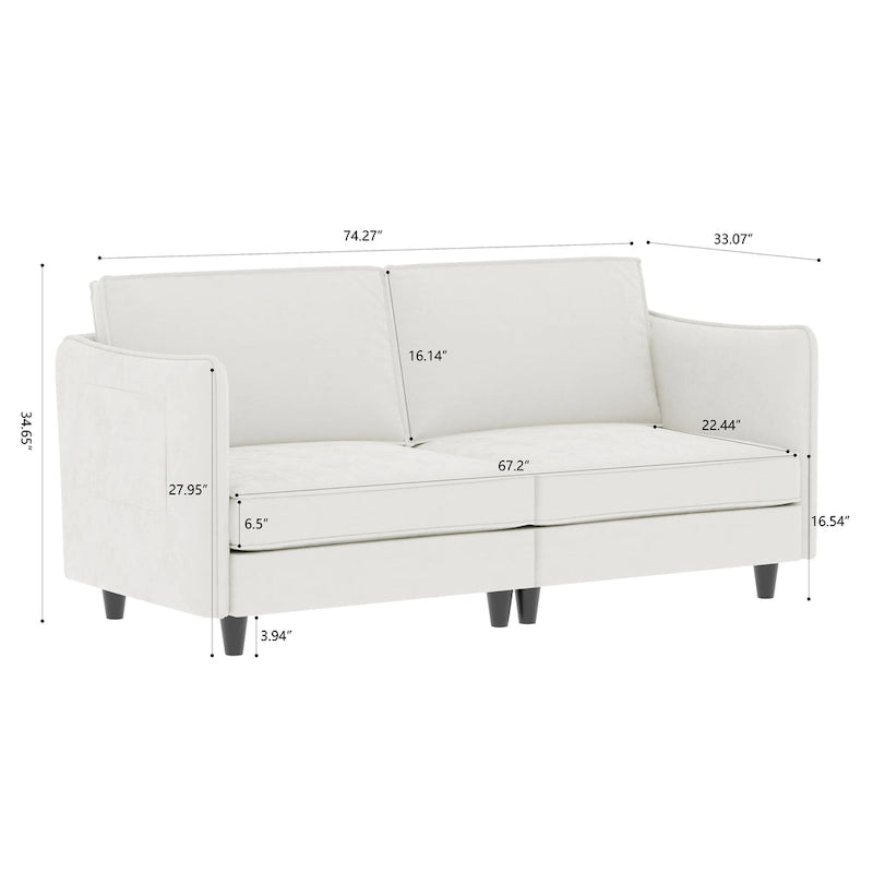 74.27 Loveseat Sofa with Mid-Century Modern Design