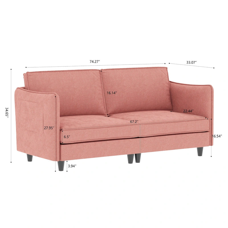 74.27 Loveseat Sofa with Mid-Century Modern Design