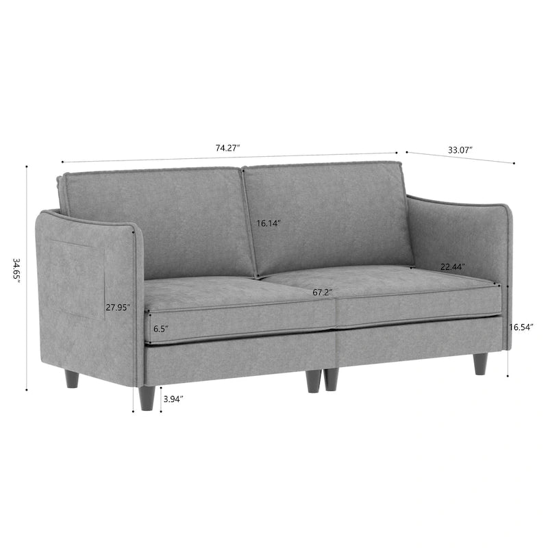 74.27 Loveseat Sofa with Mid-Century Modern Design