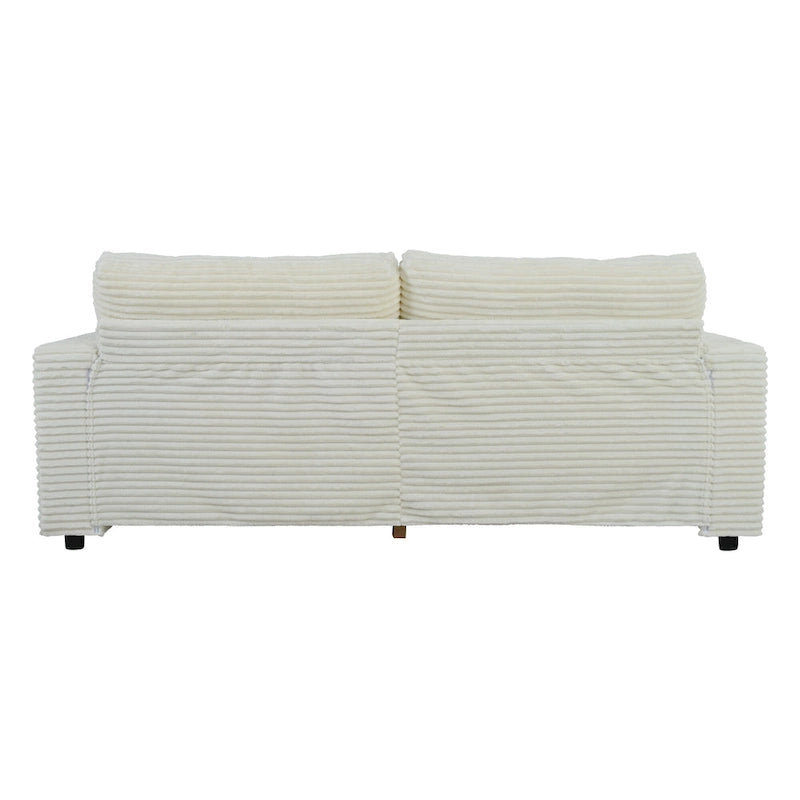 Oversized Loveseat Chaise Lounge Sectional Sofa Bed, Corduroy Sleeper with USB Ports, Cup Holders