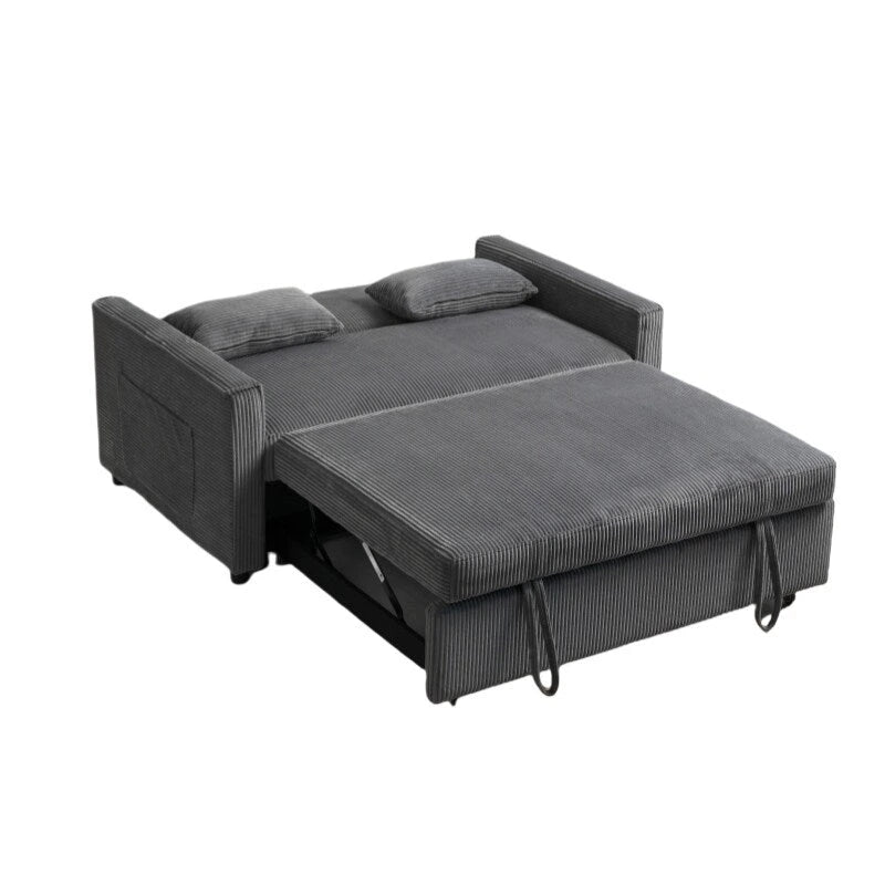69 Corduroy Sleeper Sofa with Adjustable Backrest & Storage Pocket