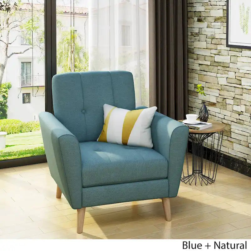 Mid-Century Modern Fabric Tufted Club Chair by