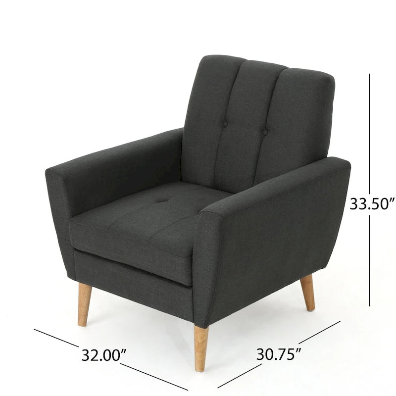 Mid-Century Modern Fabric Tufted Club Chair by