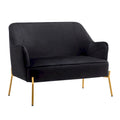 Loveseat Couch Sofa, Velvet Upholstery, Gold Chrome Legs
