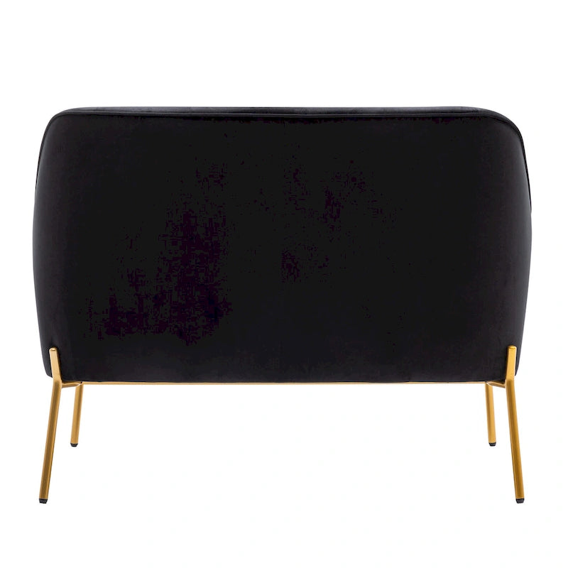 Loveseat Couch Sofa, Velvet Upholstery, Gold Chrome Legs