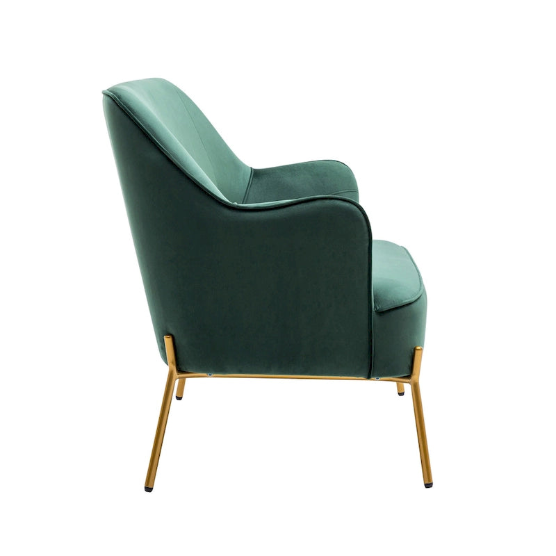 Loveseat Couch Sofa, Velvet Upholstery, Gold Chrome Legs