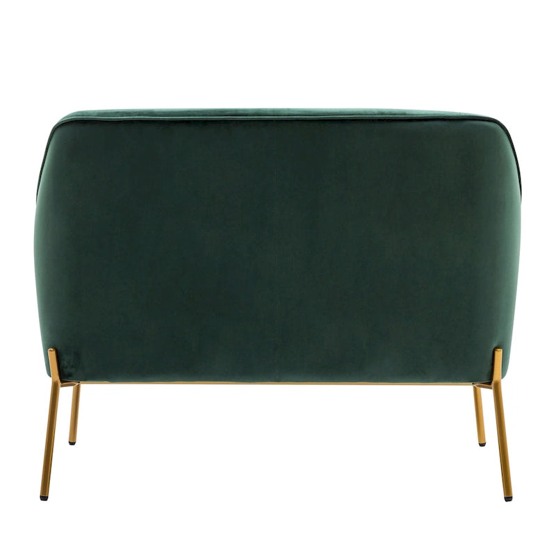 Loveseat Couch Sofa, Velvet Upholstery, Gold Chrome Legs