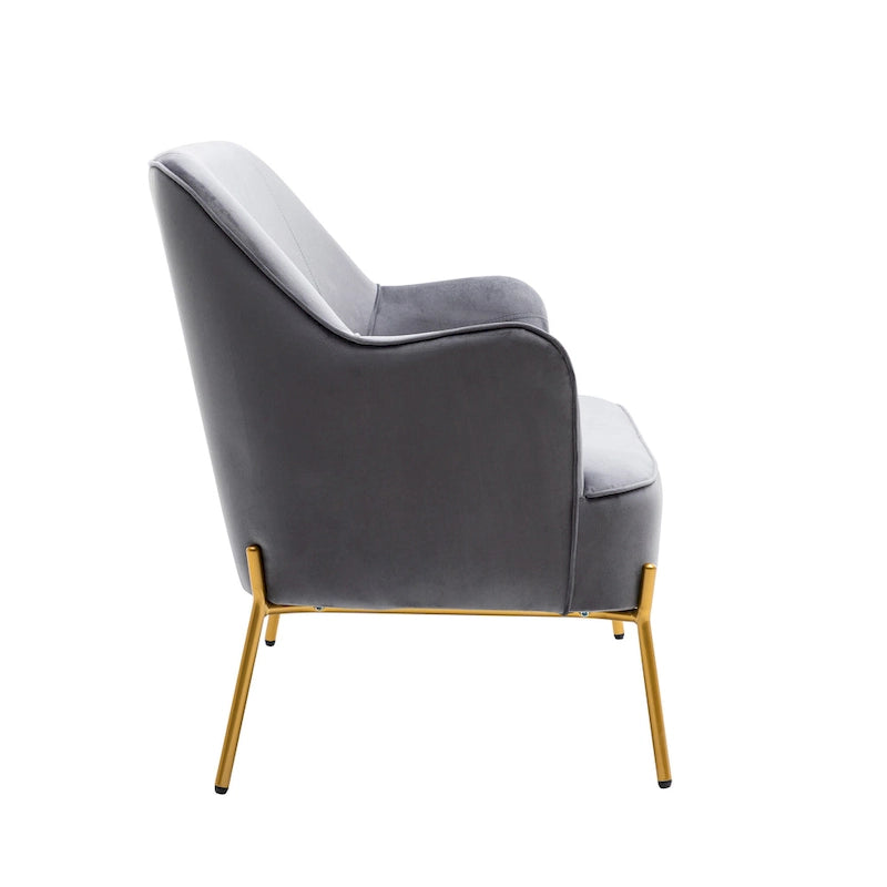 Loveseat Couch Sofa, Velvet Upholstery, Gold Chrome Legs