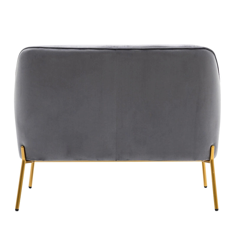 Loveseat Couch Sofa, Velvet Upholstery, Gold Chrome Legs