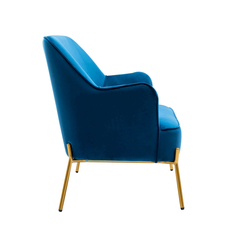 Loveseat Couch Sofa, Velvet Upholstery, Gold Chrome Legs