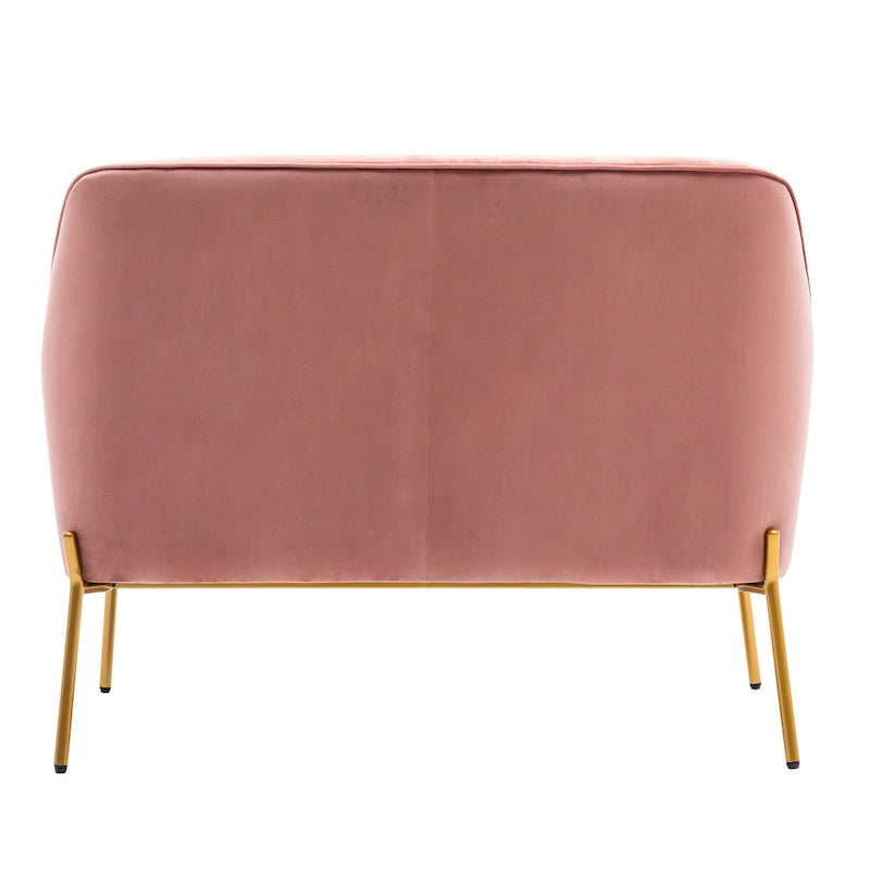 Loveseat Couch Sofa, Velvet Upholstery, Gold Chrome Legs