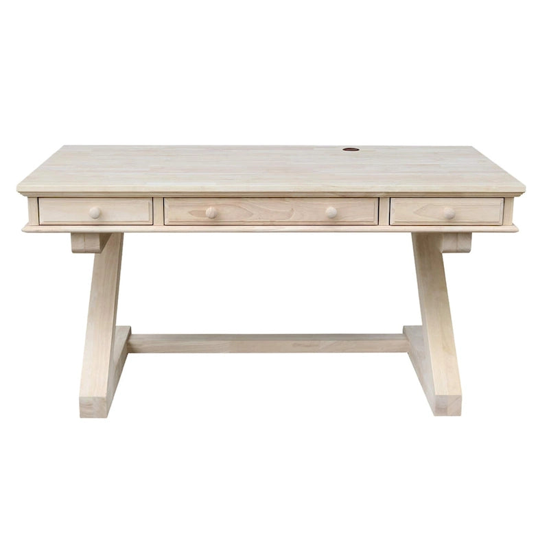 Solid Wood Unfinished Executive Desk with Zodiac Base
