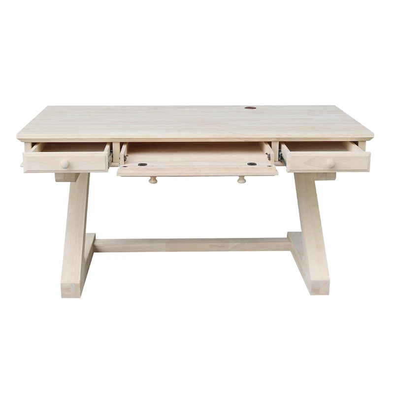 Solid Wood Unfinished Executive Desk with Zodiac Base