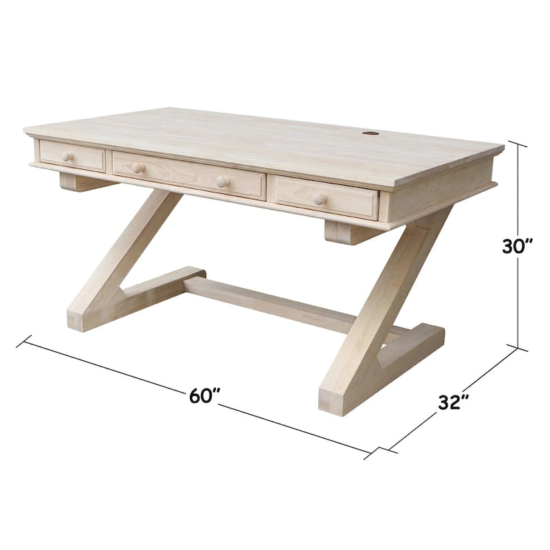 Solid Wood Unfinished Executive Desk with Zodiac Base