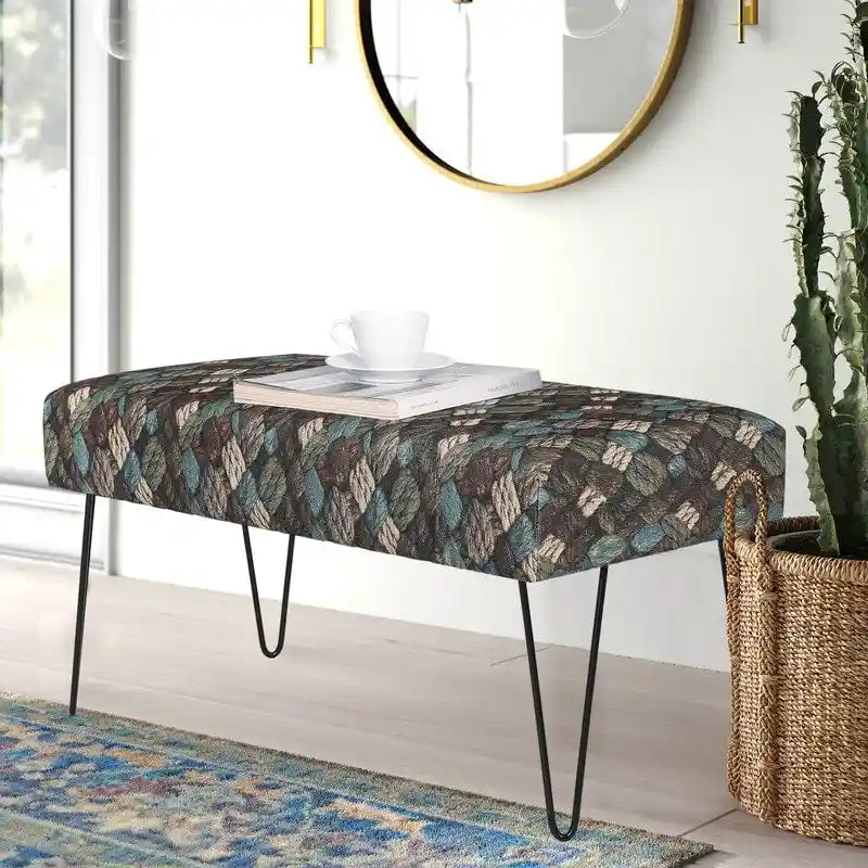 Bench Ottoman Fabric Rectangular Footrest Upholstered Bedroom