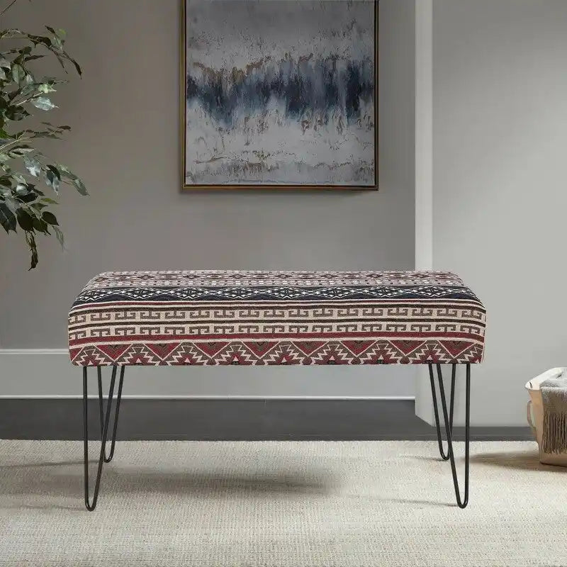 Bench Ottoman Fabric Rectangular Footrest Upholstered Bedroom