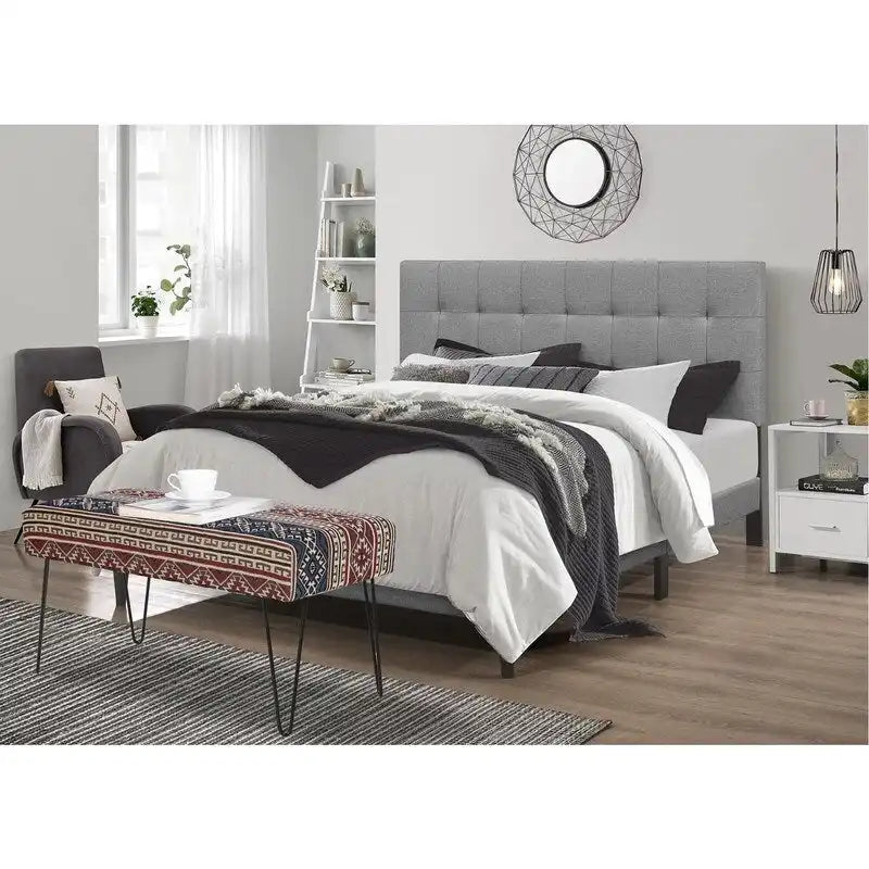Bench Ottoman Fabric Rectangular Footrest Upholstered Bedroom