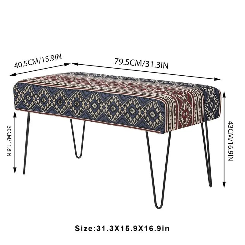 Bench Ottoman Fabric Rectangular Footrest Upholstered Bedroom