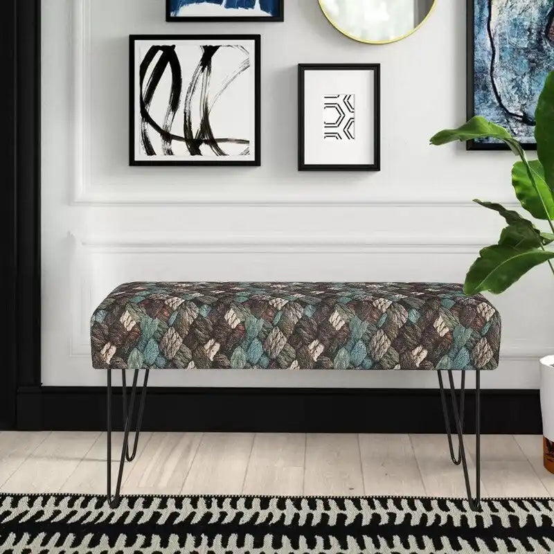 Bench Ottoman Fabric Rectangular Footrest Upholstered Bedroom