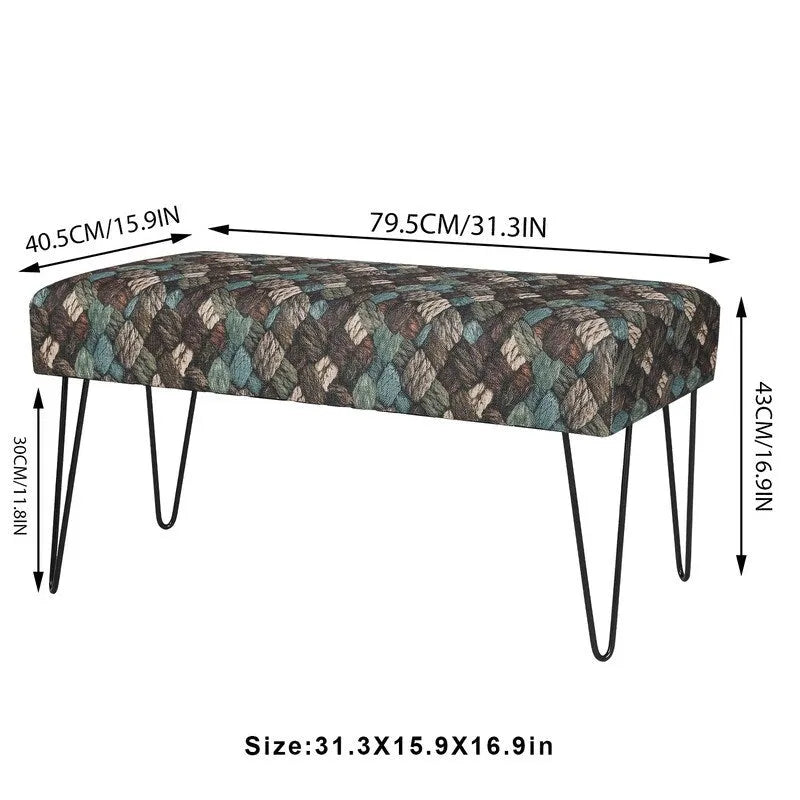 Bench Ottoman Fabric Rectangular Footrest Upholstered Bedroom