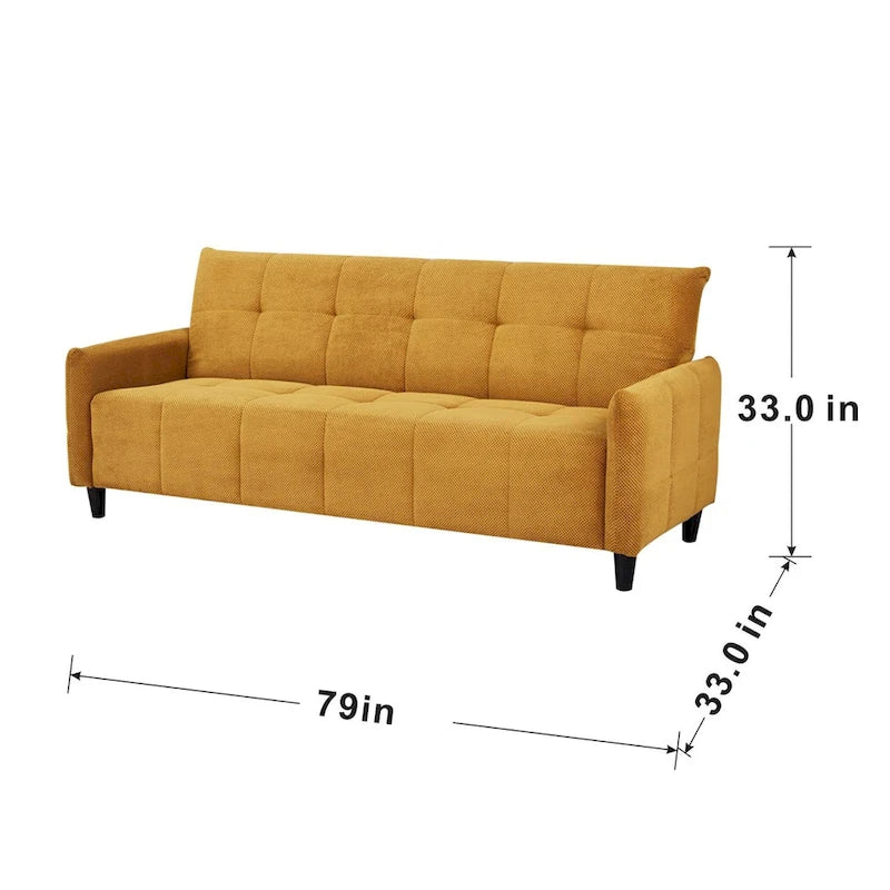 79-inch Mustard Large Biscuit Tufted Sofa Bed