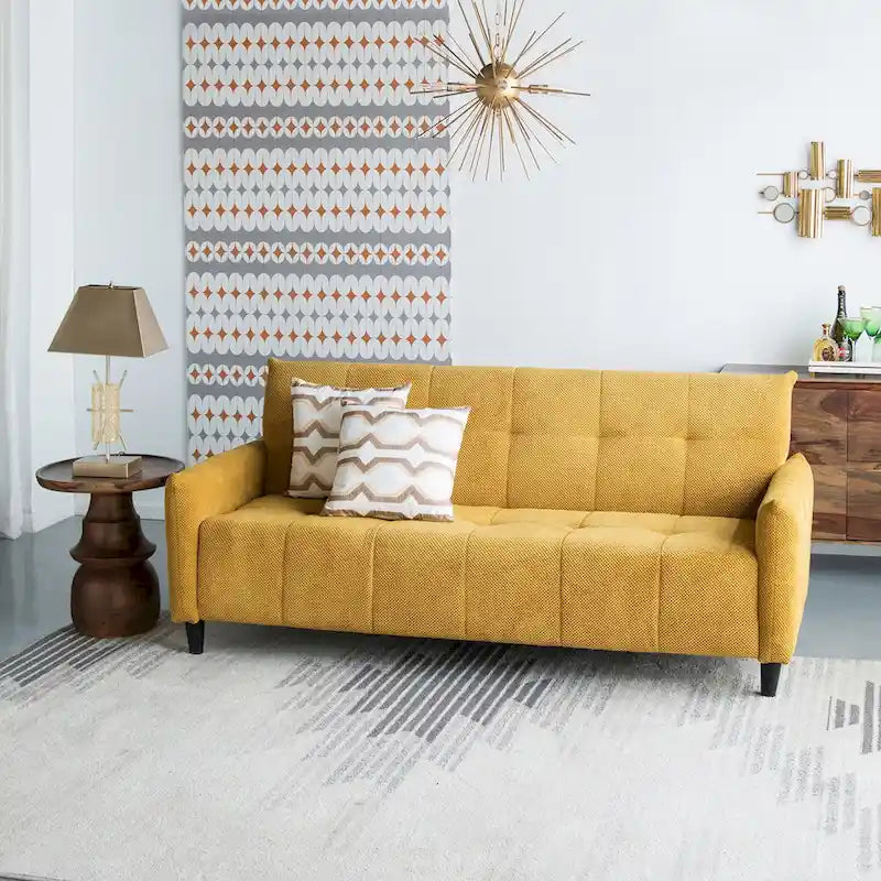 79-inch Mustard Large Biscuit Tufted Sofa Bed