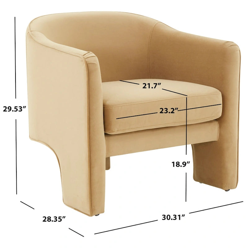Velvet armchair - 30 inches wide x 28 inches long x 30 inches high - 30W x 28D x 30H