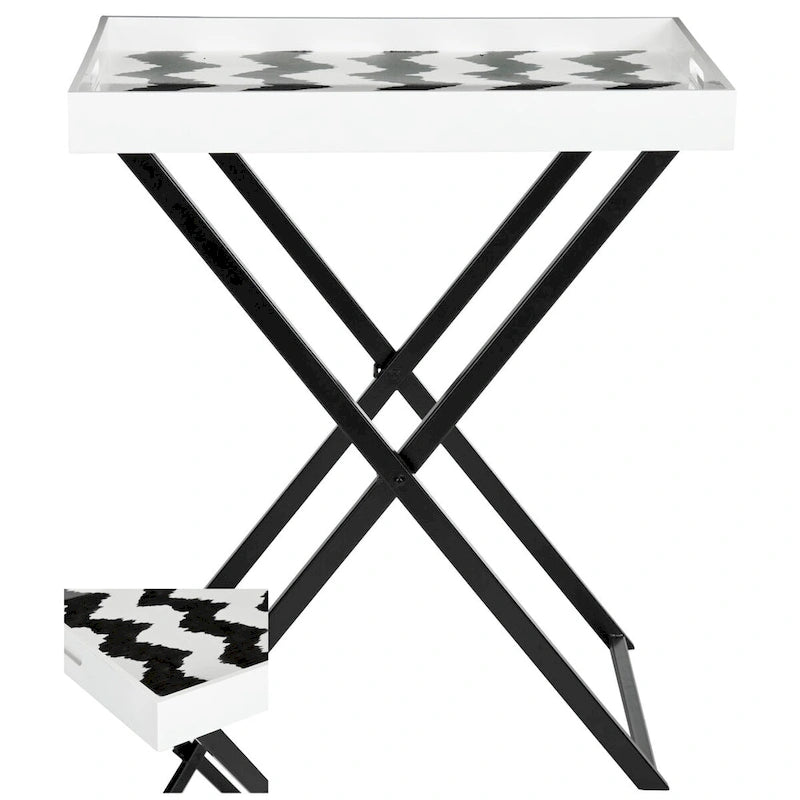 Black/ White Tray Table - 28Wx18Dx32H
