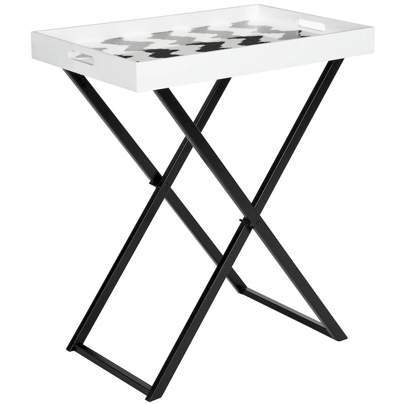 Black/ White Tray Table - 28Wx18Dx32H