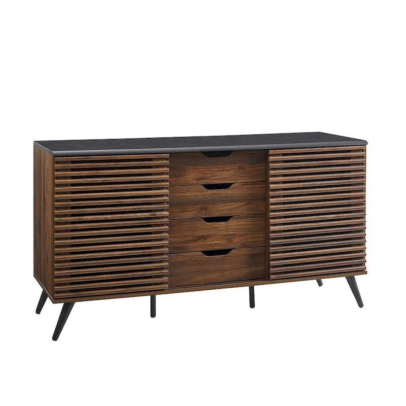 59 Modern Sideboard Storage Cabinet TV Stand with 4 Drawers and 2 Sliding Doors