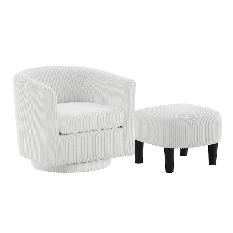 Swivel Accent Chair 360 Comfy Recliner Corduroy Arm Chair Single Sofa with Ottoman for Living Room Bedroom