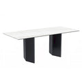Rectangular Dining Table with Glass/Sintered Stone Tabletop in Steel