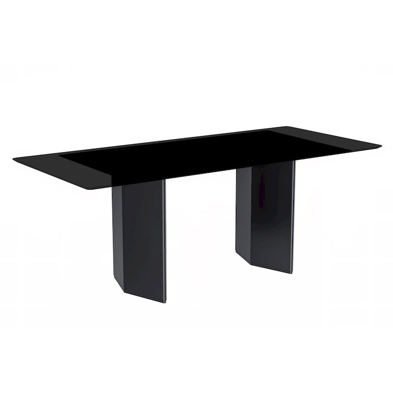 Rectangular Dining Table with Glass/Sintered Stone Tabletop in Steel