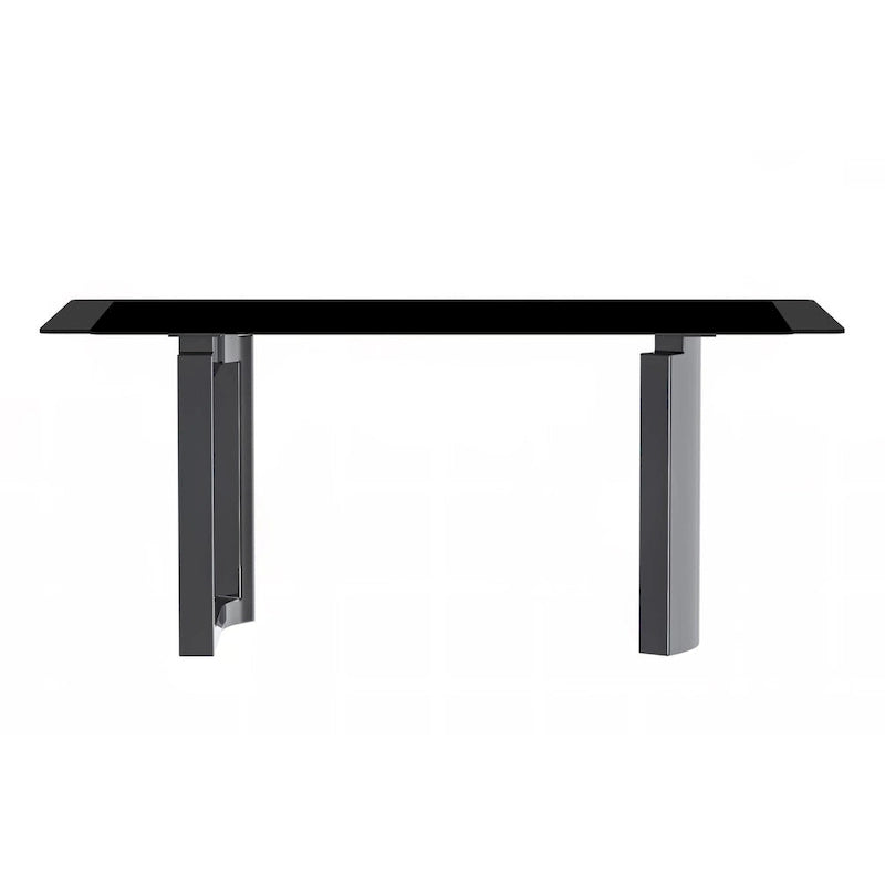 Rectangular Dining Table with Glass/Sintered Stone Tabletop in Steel