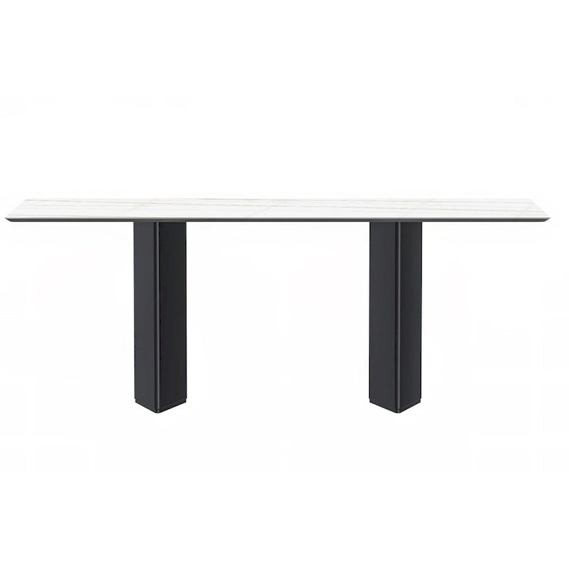 Rectangular Dining Table with Glass/Sintered Stone Tabletop in Steel
