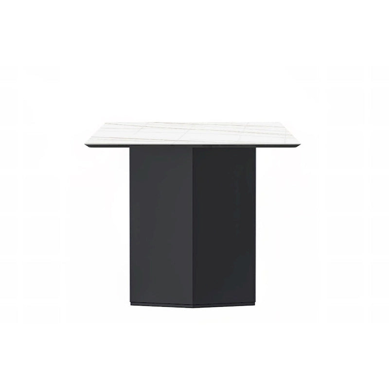 Rectangular Dining Table with Glass/Sintered Stone Tabletop in Steel