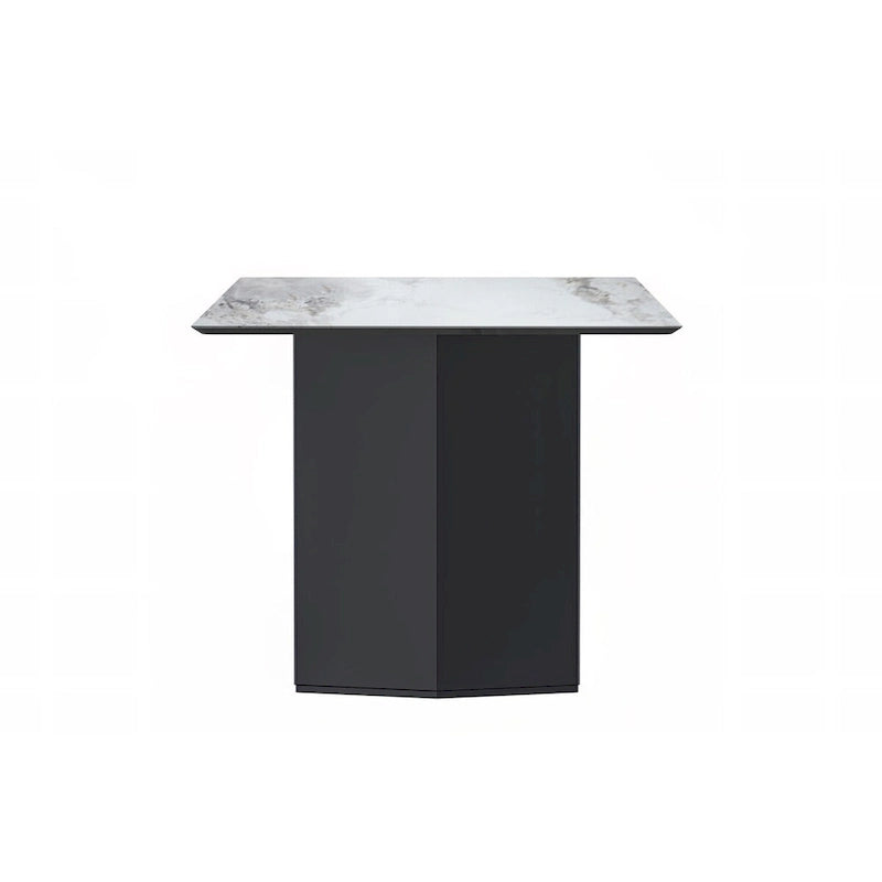 Rectangular Dining Table with Glass/Sintered Stone Tabletop in Steel