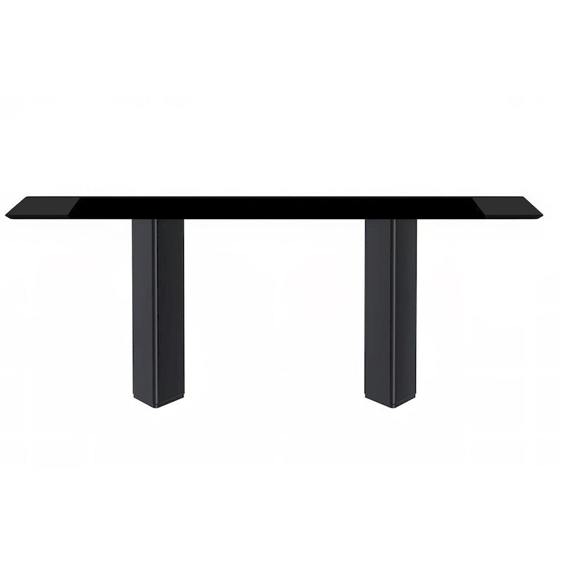 Rectangular Dining Table with Glass/Sintered Stone Tabletop in Steel