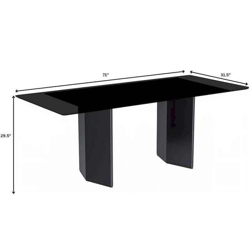 Rectangular Dining Table with Glass/Sintered Stone Tabletop in Steel