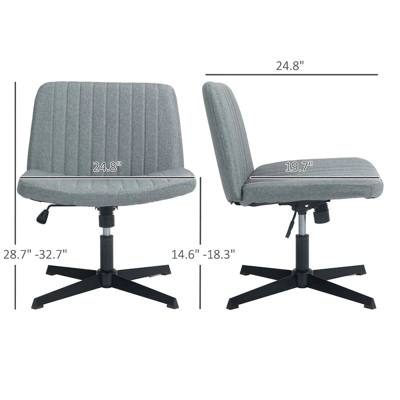 Wide Office Chair, Armless Office Desk Chair, Computer Fabric Vanity Chair with Adjustable Height