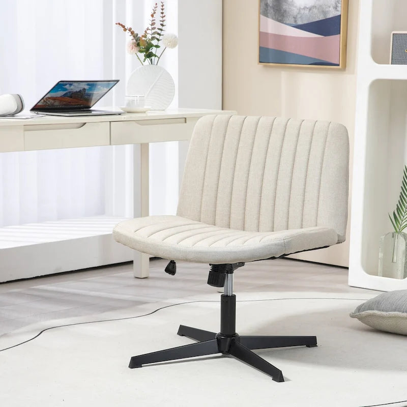 Wide Office Chair, Armless Office Desk Chair, Computer Fabric Vanity Chair with Adjustable Height