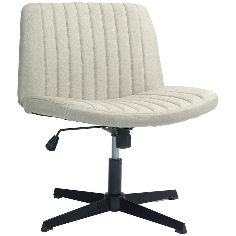 Wide Office Chair, Armless Office Desk Chair, Computer Fabric Vanity Chair with Adjustable Height