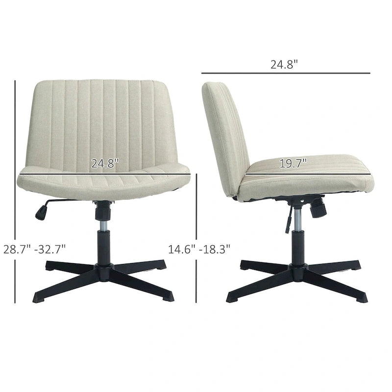 Wide Office Chair, Armless Office Desk Chair, Computer Fabric Vanity Chair with Adjustable Height