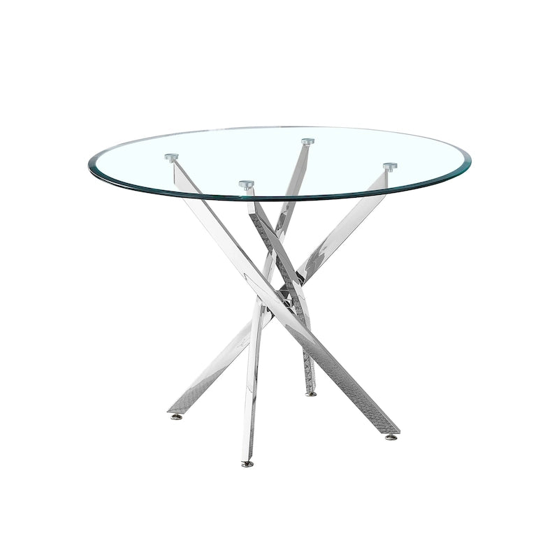 Modern round transparent tempered glass dining table