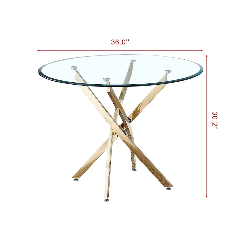 Modern round transparent tempered glass dining table