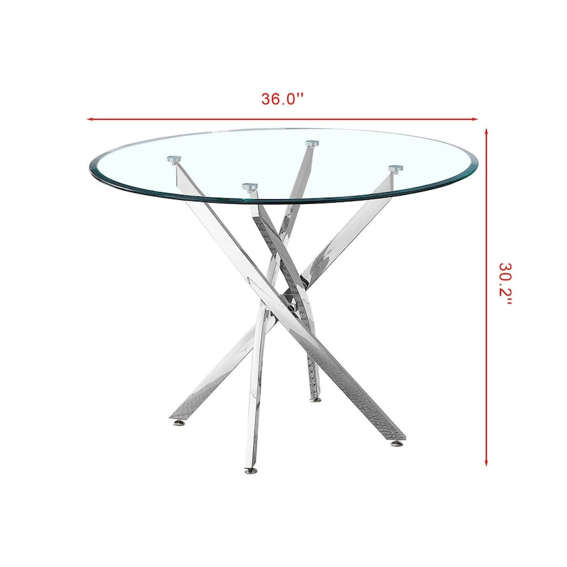 Modern round transparent tempered glass dining table