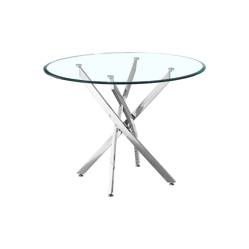 Modern round transparent tempered glass dining table