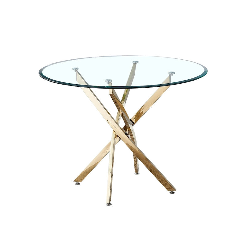 Modern round transparent tempered glass dining table