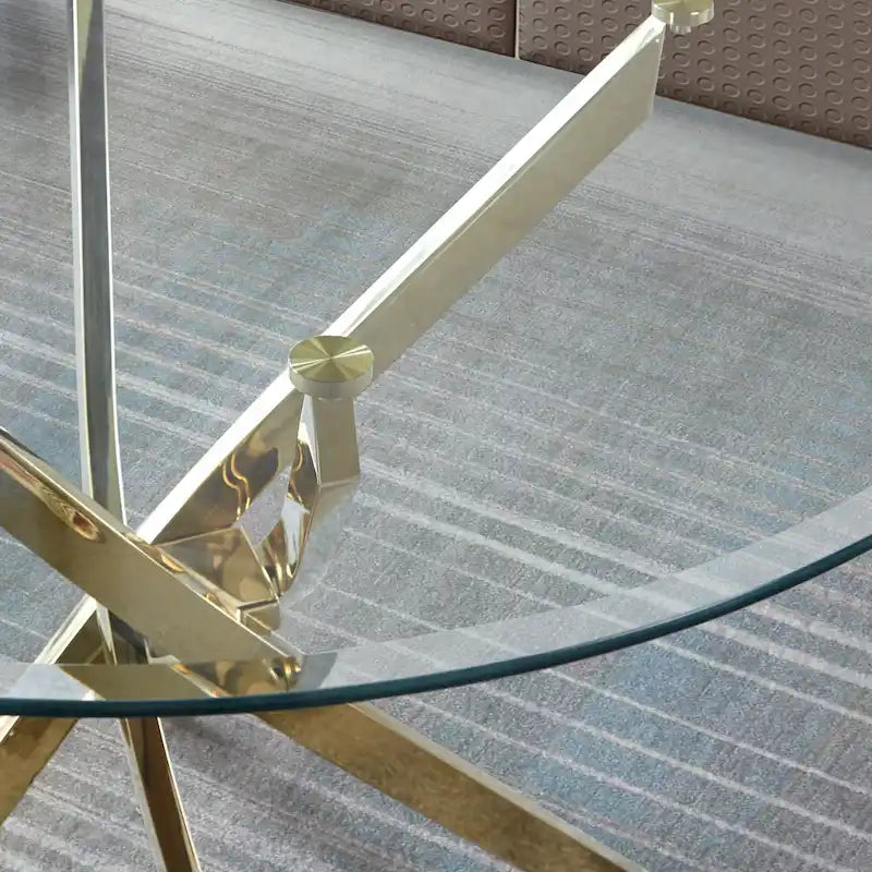Modern round transparent tempered glass dining table
